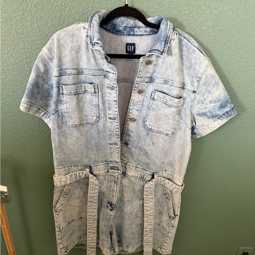 GAP Light Blue Denim Romper: Hardly Worn.